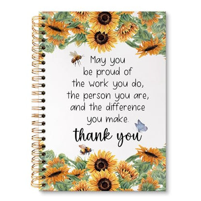 Teacher Appreciation Gifts Sunflower Spiral Notebook Journal, Thank You Sunflower Gifts for Teachers Journal for Notes Planning, Teachers Office Supplies, 5.5 X 8.3 Inch - color: Sunflower Thank you