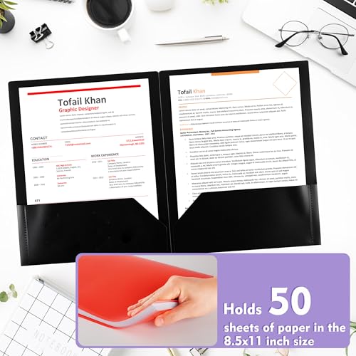 pmybupo 25 Pack Black 2 Pocket Folders,Heavy Duty Plastic Folders for Letter Size Paper,Heavy Duty Poly,Long Lasting,Includes Labels. - color: Black