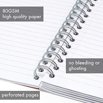 Pukka Pad 5 Subject Spiral Notebook 3-Pack - 200 Pages, 100 Sheets of 80GSM Paper with Repositionable Dividers & Perforated Edges for School & Office Planning & Organization - B5-7 X 10, Pastel - color: Pastel