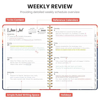Planner 2026-2027, Academic Planner Weekly and Monthly, Jul 2026 - Jun 2027, Spiral Bound School Planning Tool with Tabs and Pocket, Perfect for Students & Teacher, 6.3" x 8.5", Coastal Sunset - color: M-Coastal Sunset, size: 6.3"x8.5" (A5)