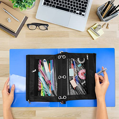 IKAYAS 3 Pack Pencil Pouch for 3 Ring Binder with Zipper, Pencil Pouch Bags for Classroom, Black - color: Black