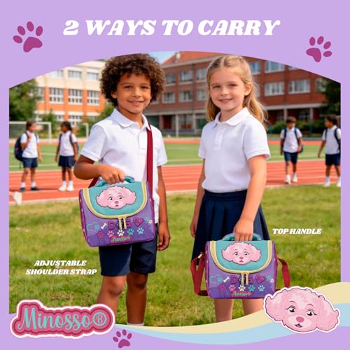 Insulated Lunch Bag for Kids Soft Bag Washable with Strap Reusable Toddler Lunch box School Supplies Food Carrier Snacks Picnic(Multi) - color: Dog