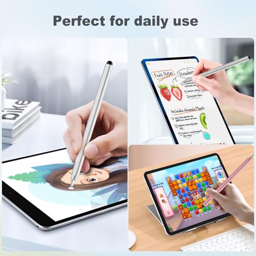 Stylus Pen for Touchscreen, 2 in 1 Stylus for Apple iPhone iPad Pro Android Tablets Chromebook All Universal Touch Screens (Rose Gold/Silver) - color: Rose Gold/Silver
