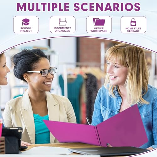 Two Pocket Folders, RAZCC 50 Pack Two Pocket Folders with Prongs, 3 Prong Folders Fit Letter Size Paper, Pocket File Folders for School Office Home Business, Rose Purple - color: Rose Purple