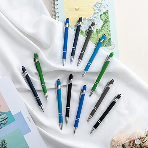 PASISIBICK 12 Pieces Ballpoint Pen with Stylus Tip, 2 in 1 Stylus Stylish Pen, Premium Metal Stylus Pen for Touch Screens, Black Ink, 1.0 mm Medium Point.(Pack of 12) - color: 12 Pcs Stylus Pens-2