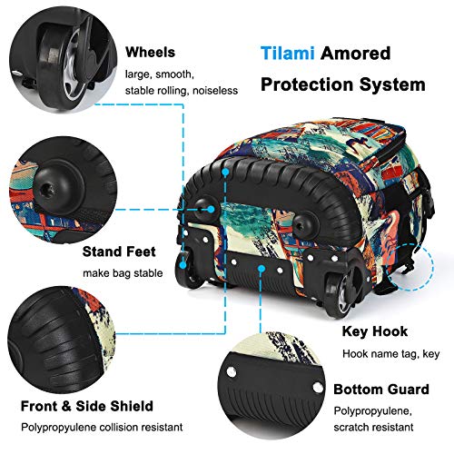 Tilami Rolling Backpack 19 inch with Lunch Bag Wheeled Laptop Backpack (Car Trip) - color: Surfing