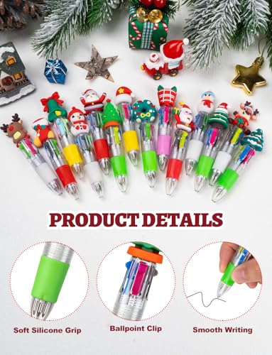 15 Pcs 4 in 1 Mini Christmas Multicolor Ballpoint Pens | Cartoon CuteRetractable Ballpoint Pen 0.7mm for School Home Office Stationery or Fun Gifts for Children - style: ChristmasBallpointPens15Pcs