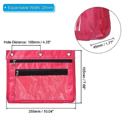 PATIKIL Expandable Pencil Pouch for 3 Rings Binder, 1 Pack Oxford Cloth Large Capacity Zipper Binder Pouch Pencil Case for Office Home, Rose Red - color: Rose Red