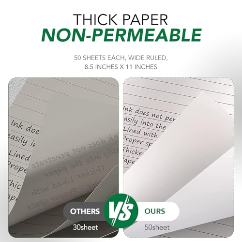 KAISA Legal Note pads 8.5 x 11，12pads 600 Sheets note pads Writing Pads Recycled Paper, Wide Ruled Perforated 50 sheets Premium Thick Paper Hard Back Notepads 8-1/2"x 11-3/4" Writing Tablet Canary For Office Supplies (Pack of 12pc) - color: White 12pad, s