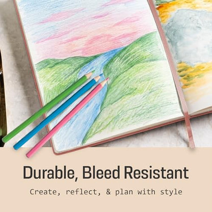 BROWNSTONE JOURNALS A4 Sketch Book Hardcover - 80 Sheets 100 GSM Paper 8.5"x11.5", Lay Flat, Vegan Leather Cover, Elastic Band, Back Pocket, Art Drawing Book (Rose Wood) - color: Rose Wood, size: A4 (8.5" x 11.5")