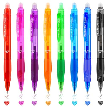 USUAL 0.5mm 8 Color Erasable Gel Pens, Make Mistakes Disappear, Fine Point Retractable Erasable Gel Pens for Writing, Drawing, Office, Planner, School Supplies - color: 8 Colors