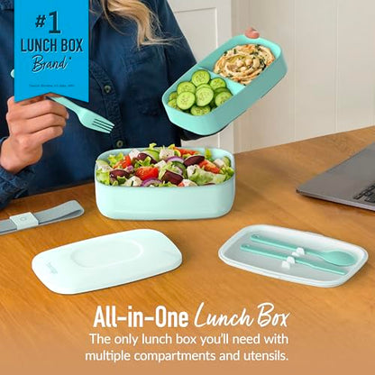 Bentgo Classic Stackable 3-Compartment Adult Bento-Style Lunch Box | Removable Utensil Set and Sealing Strap, BPA-Free, Food Container Ideal for Meal Prep, Work, and On the Go (Coastal Aqua) - color: Coastal Aqua
