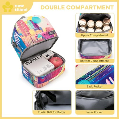 NEW TILAMI Kids Lunch Bag Double Insulated for tilami Rolling Backpack Girls Boys forTravel School Picnic, City Pastel - color: City Pastel