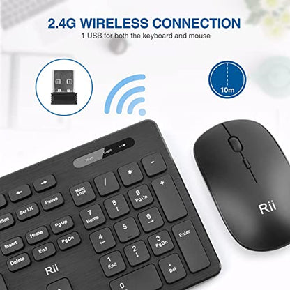 Wireless Keyboard and Mouse Combo - Rii Standard Office PC Keyboard and Optical Wireless Mice (Black (2 Pack)) - color: Black (2 Pack)
