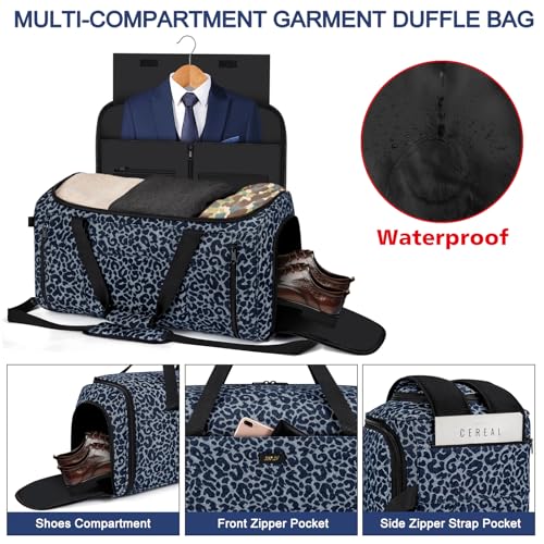 Convertible Garment Bags for Travel - Carry on Garment Duffle Bag with Backpack Straps for Men Women, 4 in 1 Large Travel Duffel Bags with Shoes Compartment Hanging Suit Dress Weekender Bag 3pcs Set - color: D4-Blue