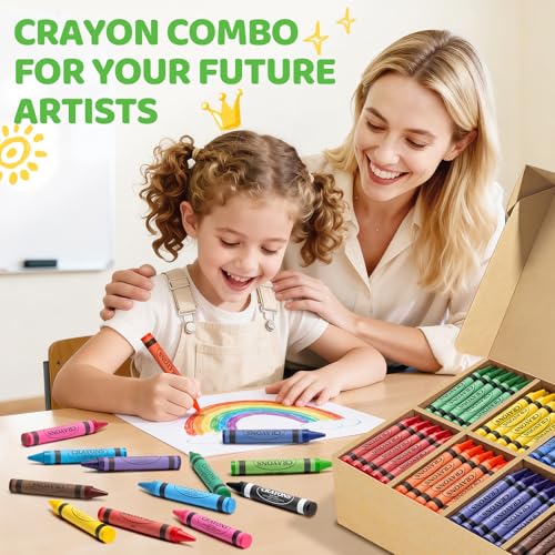 200 Count Jumbo Crayons Bulk Set, 8 Colors Washable Silky Crayons, Non-Toxic School Supplies & Art Supplies for Preschool Kindergarten Classrooms, Easter Basket Stuffers Party Favors Gifts for Kids 3+