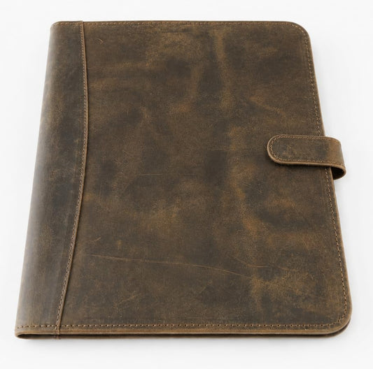Leather Portfolio, Binder, Business Portfolio for Professionals, Leather Padfolio, Document Card Holder, Resume Folder, Business Padfolio for Men & Women (Founten Pen & Notepad Included) - color: Brown