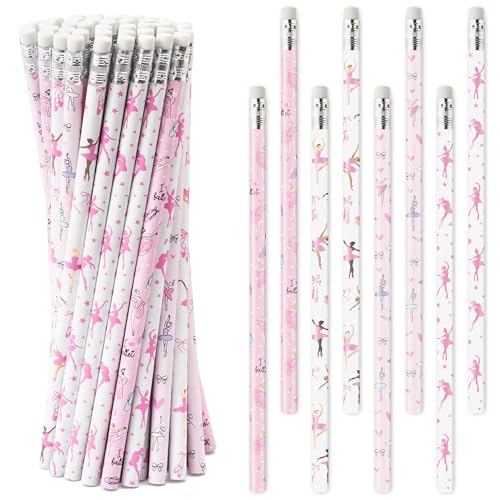 Xqumoi 60Pcs Dance Ballet Pencils with Eraser - Ballerina Theme #2 HB Pencils, School Classroom Student Rewards Back to School Office Supply Party Goodie Bag Fillers Stuffers Birthday Party Favors - style: Dance Ballet