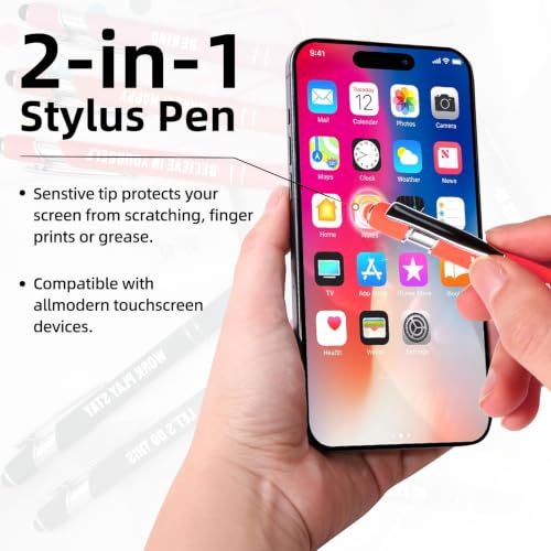 Ballpoint Pen 2-in-1 Stylus 8 Pack, Retractable Ballpoint Pen with Stylus tip Metal Stylus Pen for Touch Screens, 1.0 mm Black Ink (8 PACK-Motivational) - color: 8 PACK-Motivational