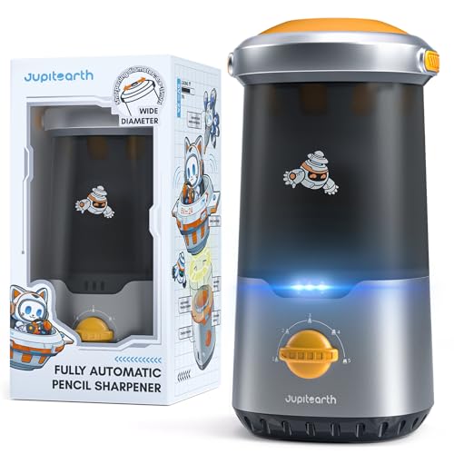 JUPITEARTH Electric Pencil Sharpener for Classroom, Auto in & Out, Black | Back to School Fully Automatic Pencil Sharpener Fits 6.9-11mm Colored/Jumbo Pencils, Cordless Rechargeable Sharpener for Home - color: Black