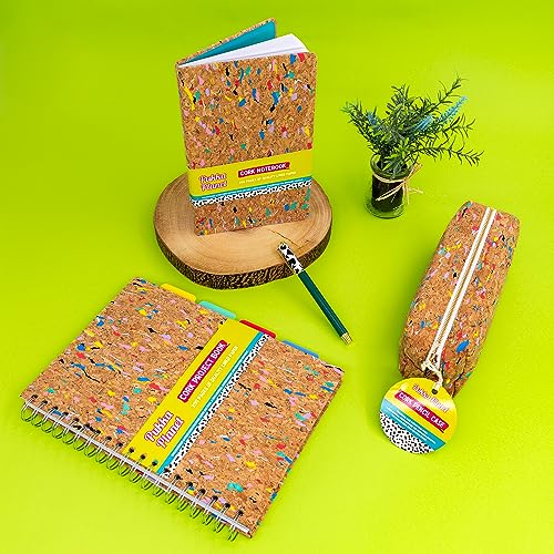 Pukka Pad, Pukka Planet Cork B5 Multi-Subject Notebook – Wire Bound Project Book with 200 Pages, 100 Sheets of FSC Recycled 8mm Lined Paper & Tabbed Dividers for Home, School, & Office, 10.12 x 7.3in - style: Project Notebook
