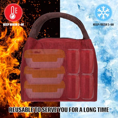 Chunful 12 Pcs Lunch Bags Bulk Reusable Insulated Lunch Box Bags with Aluminum Leakproof Tote for School Students Kids Women Men Children Adult Office Work Employees Travel - color: Wine Red