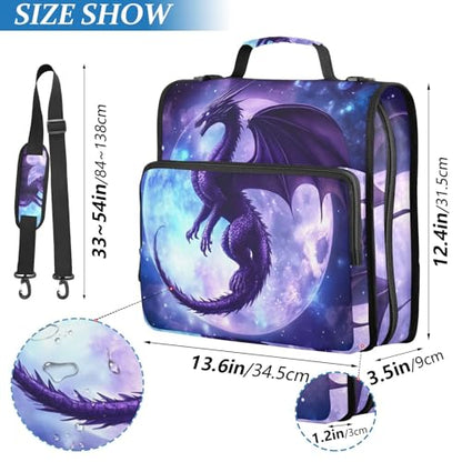 3 Ring Zipper Binder with Shoulder Strap Dragon Moon 1.5 inch Binders Keeper Large Capacity Multi Pockets for School Office Supplies - color: Multi330, size: Fit 500 Sheets