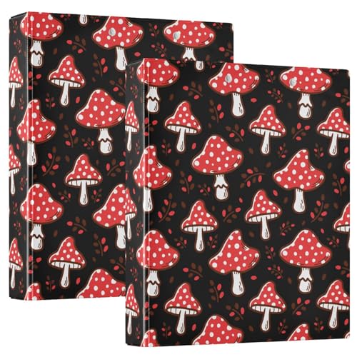 Amazing Amanita Red Mushroom 3 Ring Binder 1.5" Decorative D-Ring Binder with Clipboard&3 Clear Pockets, Holds 200 Sheets A4 Size Paper Waterproof Binders for School Home Office|2 Pack - color: Amanita Red Mushroom, size: 12.4x10.63x2.36 Inch-2 Pack