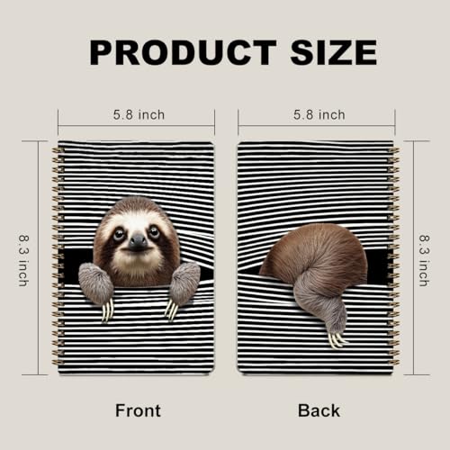 2 Pcs Funny Sloth Spiral Notebook, Sloth Gifts for Women Journal Notebook | A5 160 Pages Sloths College Ruled Notebook, Spiral Notepad, Hardcover Journals for Writing Travel Office, School Supplies - color: Multicolour 0035
