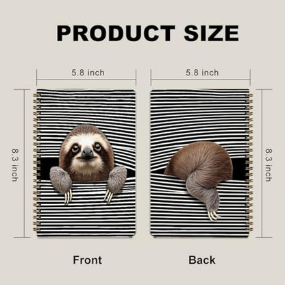2 Pcs Funny Sloth Spiral Notebook, Sloth Gifts for Women Journal Notebook | A5 160 Pages Sloths College Ruled Notebook, Spiral Notepad, Hardcover Journals for Writing Travel Office, School Supplies - color: Multicolour 0035