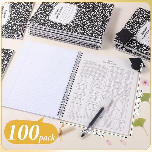 Fulmoon 100 Pack Bulk Spiral Composition Notebooks, Hard Cover, College Ruled Paper, 9-3/4 x 7-1/2 Inches, 60 Pages (30 Sheets), Black Marble Cover Composition Notebooks for School College Office - color: Black, size: College Ruled 7.5 x 9.75 Inches