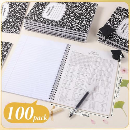 Fulmoon 100 Pack Bulk Spiral Composition Notebooks, Hard Cover, College Ruled Paper, 9-3/4 x 7-1/2 Inches, 60 Pages (30 Sheets), Black Marble Cover Composition Notebooks for School College Office - color: Black, size: College Ruled 7.5 x 9.75 Inches