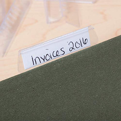 1InTheOffice Plastic Clear Tabs, and Inserts 2" x 5/8", 100/Pack (2") - size: 2"