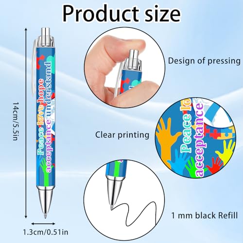 Idealmuzik Autism Awareness Ballpoint Pens, 10 Pack – Inspirational Quote Pens with Puzzle & Heart Designs, Encouraging Writing Pens for Office, School, Events & Everyday Use - style: Autism