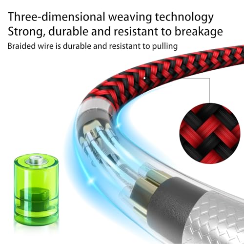 USB C to USB C Cable Nylon Braided 60W 3/3/6/6/10 FT USB Type C Fast Charging Cable for iPhone 17/17 Pro Max/Air/16/16 Plus/16 Pro Max/15/15 Plus/15 Pro Max, MacBook, iPad, Samsung S25/S24/23