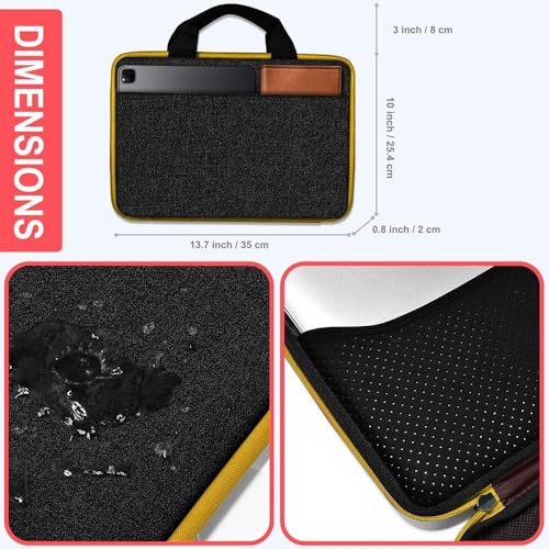 Hseok Laptop Case 13.3-14 Inch Sleeve,TSA Shockproof Computer Handbag,Compatible with MacBook Neo/Pro 14 M5/M4/M3/M2/M1,All Models 13.3" MacBook Air/Pro,XPS 13/14,Most 13-14 Notebooks,Black-Yellow - color: Black-yellow