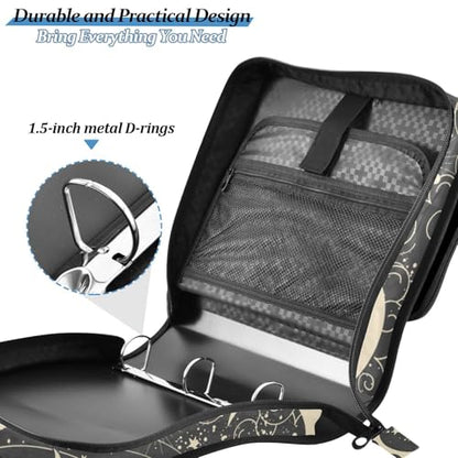 Tarot Celestial Bohemian Binder Bag 3 Ring Zipper with Handle Shoulder Strap - color: Boho