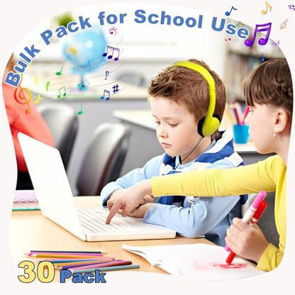 20 Pack Headphones for Kids Students School Classroom | Adjustable, 3.5mm Jack, Multi Color, Bulk Earphones for Library Children Adults