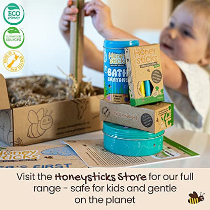 Honeysticks Kids Activity Set - 6 Large Stencils for Kids Plus Jumbo Non-Toxic Beeswax Crayons (8pk), Perfect First Stencils for Toddlers Preschool Art, Drawing and Coloring, Ideal Gifts for 3-5