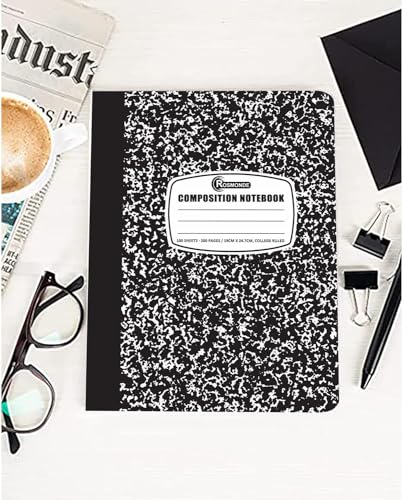 Rosmonde 1000 Pack (Pallet) Composition Notebooks Bulk, College Ruled, Pallet of Notebooks, 100 Sheets (200 Pages), 9-3/4 x 7-1/2, Bulk Notebooks for School, College & Office, 4-7 Days Transit - size: 1000 Pack, style: Black Marble