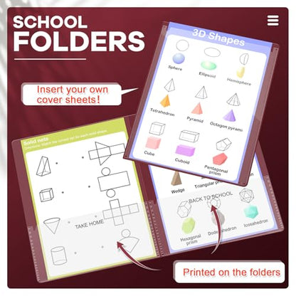 Henoyso 100 Pcs Folders Take Home Heavy Duty 2 Pocket Homework Folder for Students Parent Teacher Communication, 11.8 x 9.45 Inch(Dark Red) - color: Dark Red