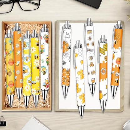 Idealmuzik Bee Pens Set – Cute Yellow & White Bumblebee-Themed Gel Pens for Teens, and Adults – Fun Bee Stationery for School, Office, Journaling, and Gift Giving, 10 Pack - style: Bee