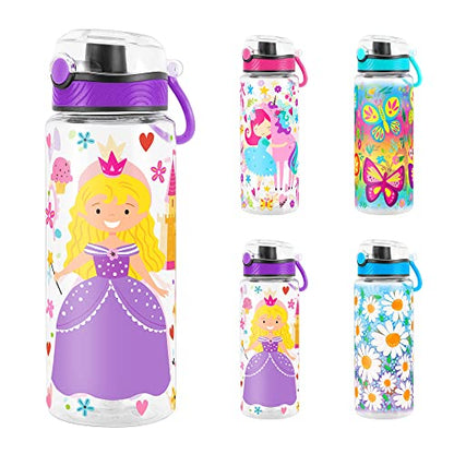 Cute Water Bottle for School Kids Girls, BPA FREE Tritan & Leak Proof & Easy Clean & Carry Handle, 23oz/ 680ml - Princess - color: Princess