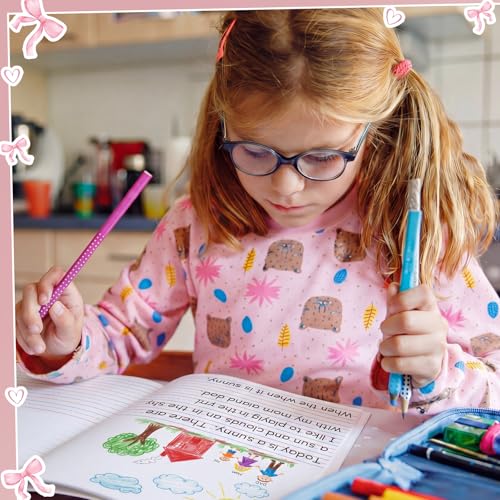 Gueevin 6 Pack Pink Bow Primary Composition Notebook with Picture Space Bulk for Grades K-2 110 Page 8.5 X11'' Half Primary Journal K-2 Drawing Story for Back to School First Day of School - style: Pink Bow