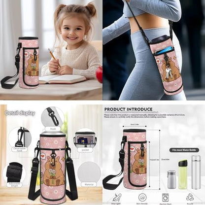 CLOHOMIN Daisy Capybara Girls Backpack and Lunch Box Set of 3 Primary School Bookbag for Boys with Lunch Bag Water Bottle Bag Kids Backpack Back to School Gifts, Pink - color: Daisy Capybara