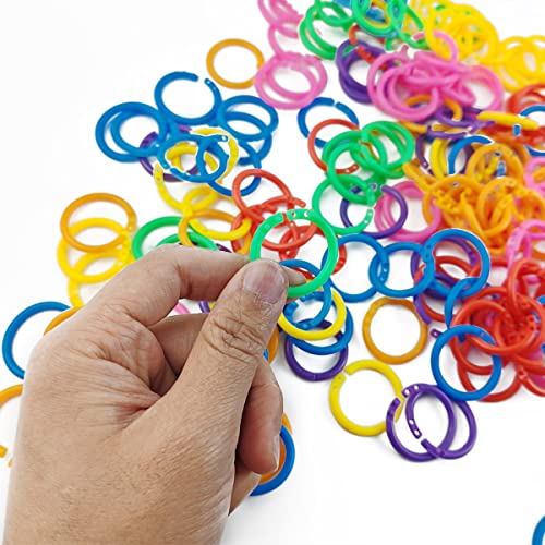 TIHOOD 210-Piece Multi-Color Plastic Binder Rings - Flexible for Cards, Documents, and Swatches - 7 Colors (20 mm)