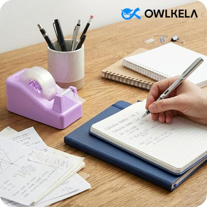 OWLKELA Lightweight Desktop Tape Dispenser, Non-Skid Base Tape with Dispenser, Ideal for Office, Home and School, 1 Pack Tape Holder with 8Pcs Transparent Tape, 0.71 Inch x 1000 Inches, Purple - color: Purple, size: 1 Pcs