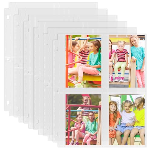 Aegero 50 Pack 3.5 x 5 Photo Sleeves for 3 Ring Binder(400 Pictures), Heavy-Duty Archival Photo Page Protectors, Clear Picture Album Refill Pages Holds, Acid-Free - size: 3.5x5inch-4pocket, style: 50 pack