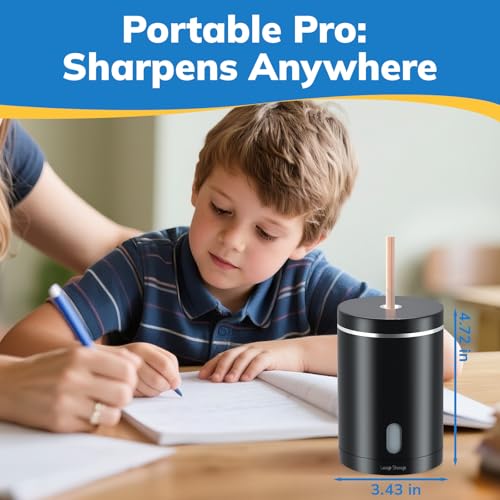 Fully Automatic Electric Pencil Sharpener, Rechargeable | Auto In and Out, Hands-Free for Standard 6-8mm Pencils, Perfect for Classroom and Home Use (Black and Silver) - color: Black & Silver