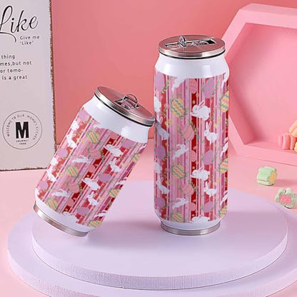Spring Easter 10oz Stainless Steel Tumbler with Lid & Straw-Double Wall Vacuum Insulated Travel Mug Rabbits Easter Egg Flowers Pink Water Bottle Coffee Beverage Drinks Cup - size: 10 Ounces